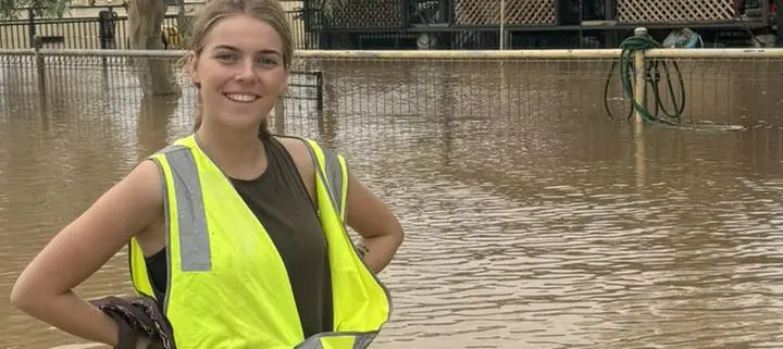Flovac operator Jacinta Byrne at the Thargomindah vacuum sewer system during record floods